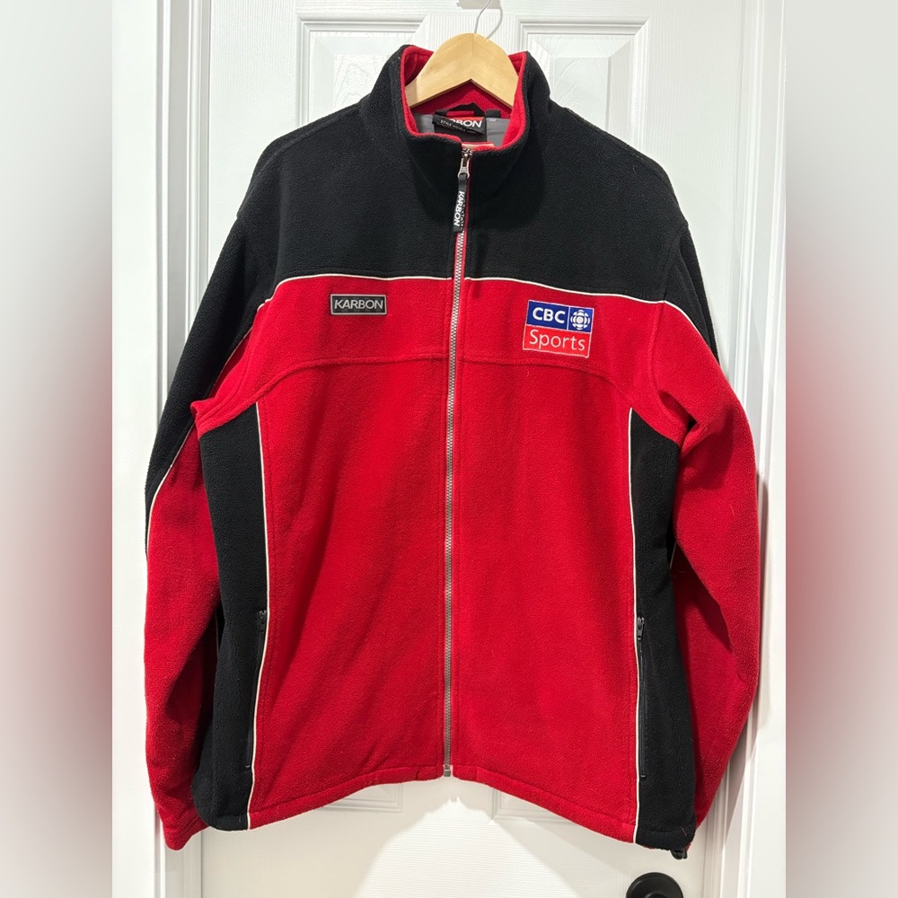 2002 Olympics Karbon Red and Black Fleece Sweater Jacket Salt Lake City XL